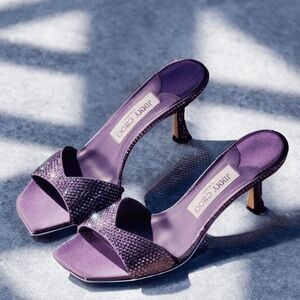New JIMMY CHOO Skye 70 Crystal-embellished Mules in Satin